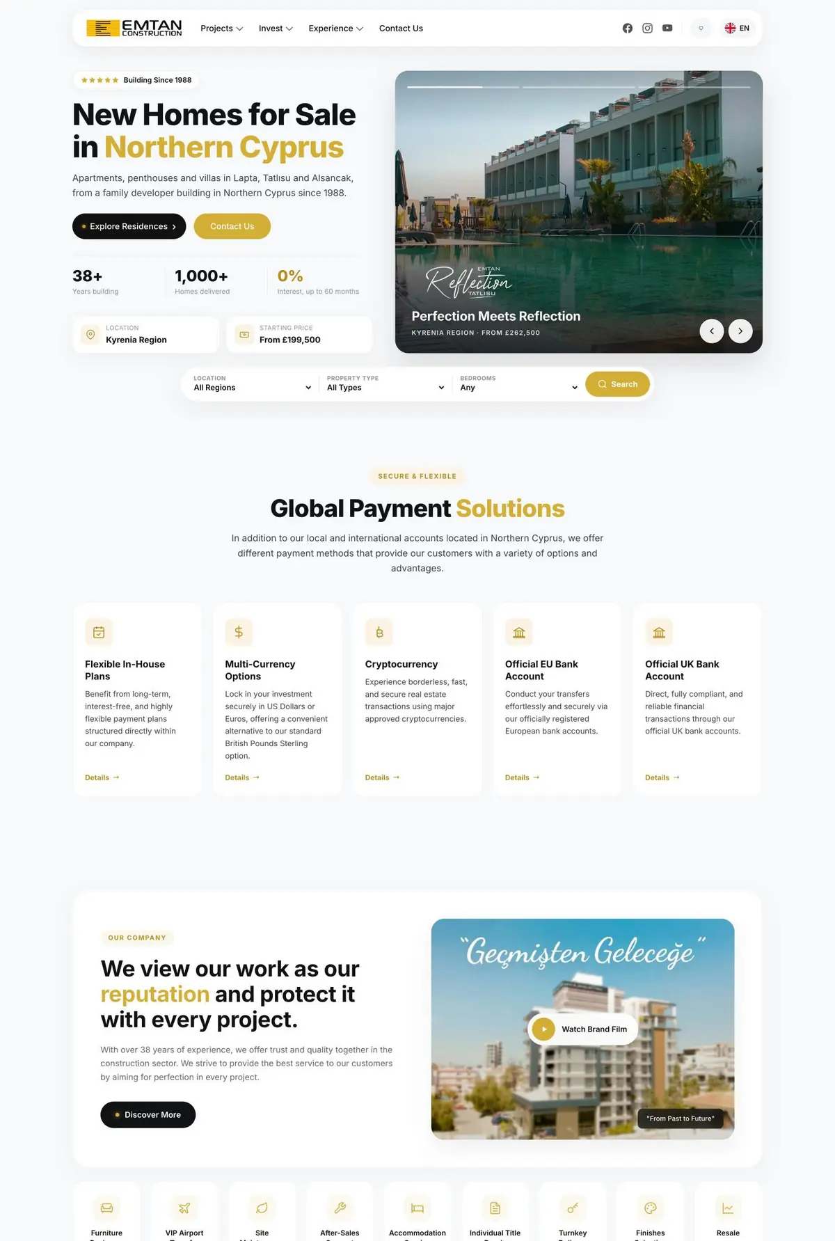 Emtan Construction website, real estate developer
